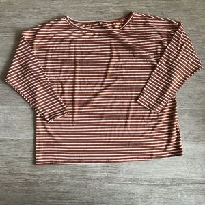 Brown and white stripped long sleeve shirt